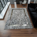 Gray Rabbit Fur Rug With Shiny Border, Soft Rex Rabbit Carpet, Custom Size Rectangular Area Rug, Luxury Fur Living Room Rug_2 X 3 Ft