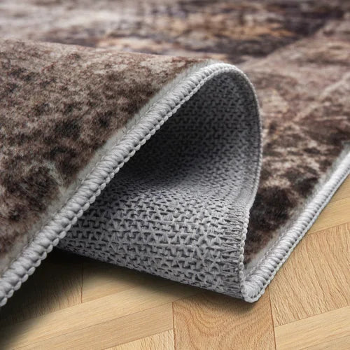 Machine Washable Vintage Area Rug - Soft Carpet with Non-Slip Backing for Living Room, Bedroom, Office,Red